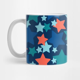 Colorful stars over blue background Mug